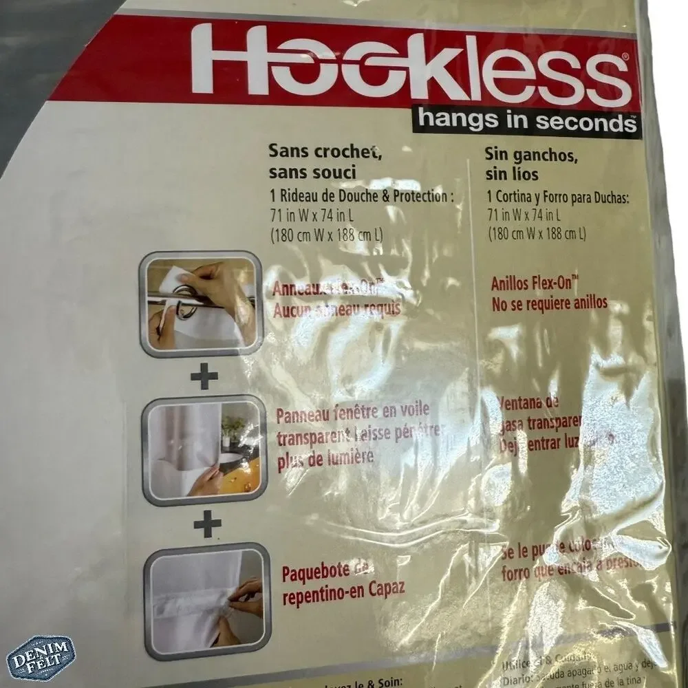 Hookless Waffle 71 in. W x 74 in. L Polyester Shower Curtain in Frost Grey | NEW